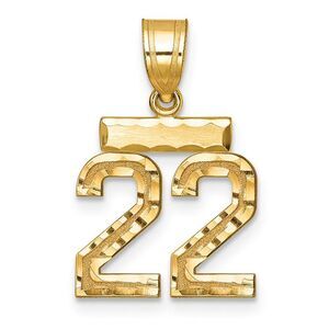 14k Yellow Gold, Varsity Collection, Small D/C Pendant Number 22